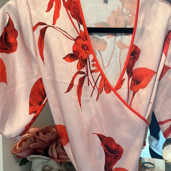 Ted baker top, orange pink kimono top style - Picture 3 of 4
